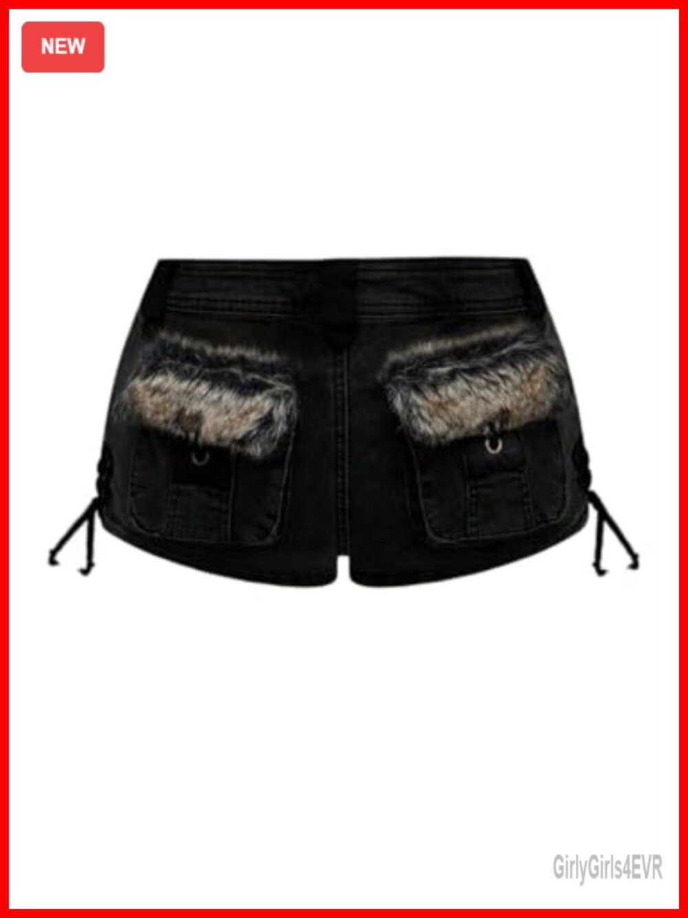 Fuzzy Low Rise Denim Shorts Lace Up Vintage Mini Jean Shorts